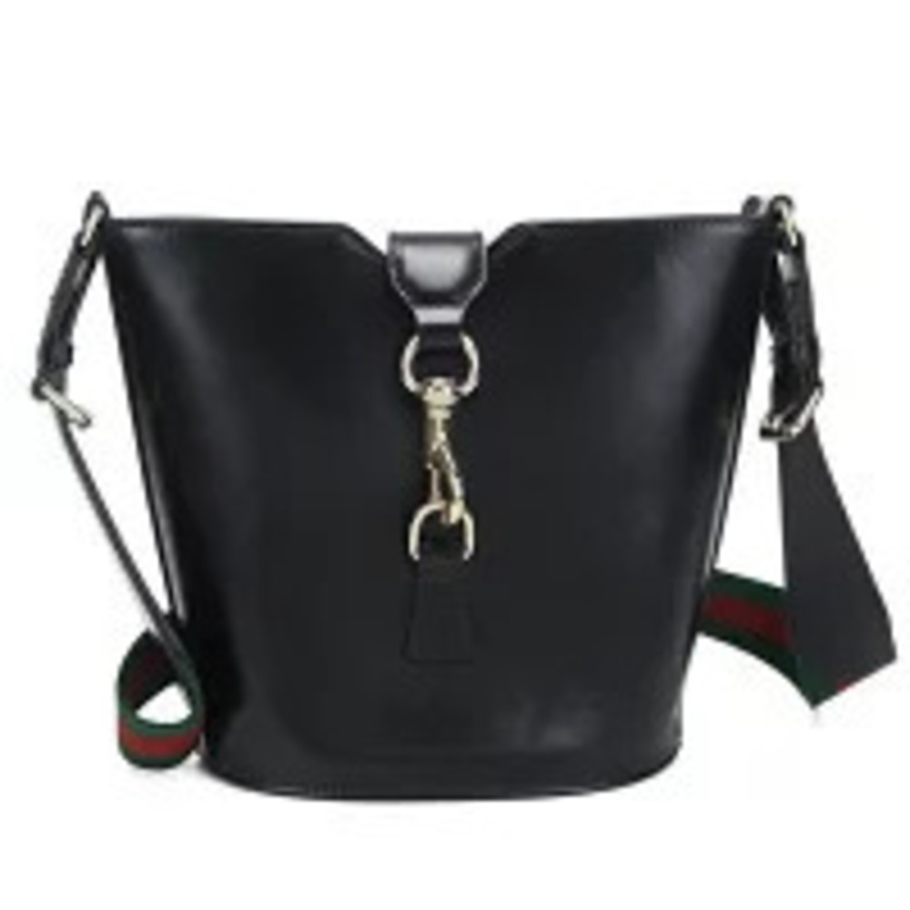Gucci Shoulder Bag Bucket Leather Black Crossbody